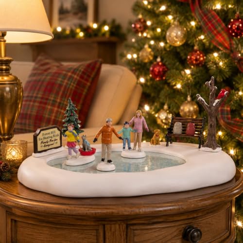 Christmas Village Family Skating Rink Accessory Resin