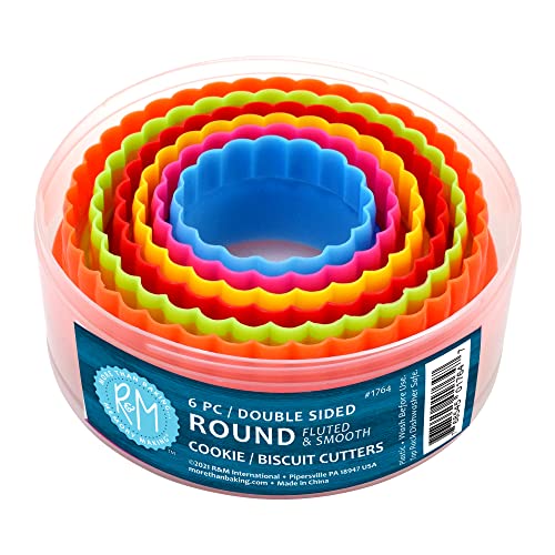 Round Plastic Biscuit & Cookie Cutters Set - Multicolor Nesting Circle Cutters, 6 Sizes, Food Prep