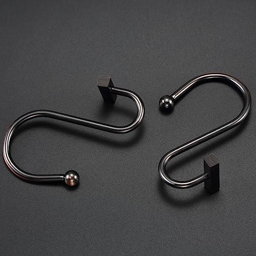 CHICTIE Bronze Shower Curtain Hooks, Rust-Proof Metal T-Bar Rings (Set of 12)