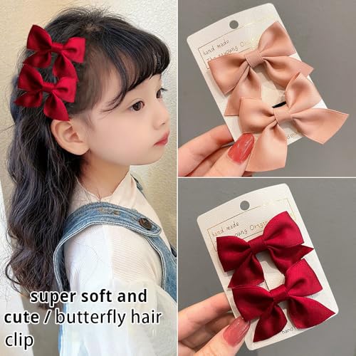 2-Piece Gradient Rainbow Hair Bow Clips with Pearls and Ribbons for Girls