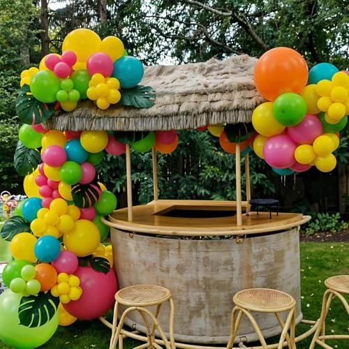 30Pc Tropical Balloon Set - Teal, Green, Orange Luau Party Decorations