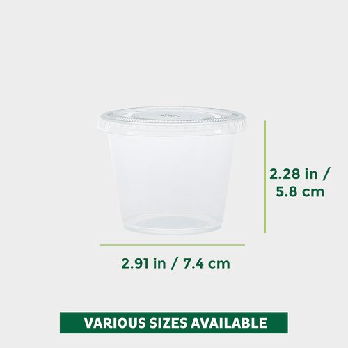 Freshware Plastic Portion Cups - 5.5 Ounce Souffle Cups with Lids | Ideal for Jello Shots, Sauces, and Snacks (100 Sets)