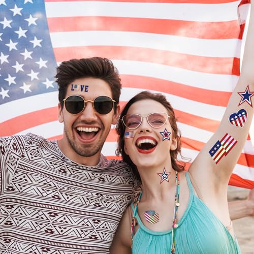 Winthrop 120 Pcs Fourth of July Temporary Tattoos Metallic Foil
