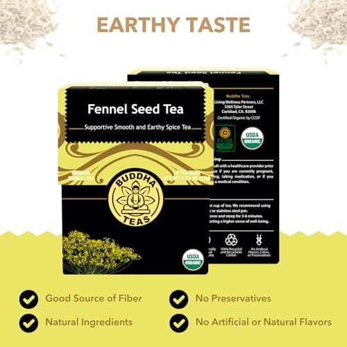 Buddha Teas Organic Fennel Seed Tea - Caffeine-Free Herbal Tea, 18 Bags
