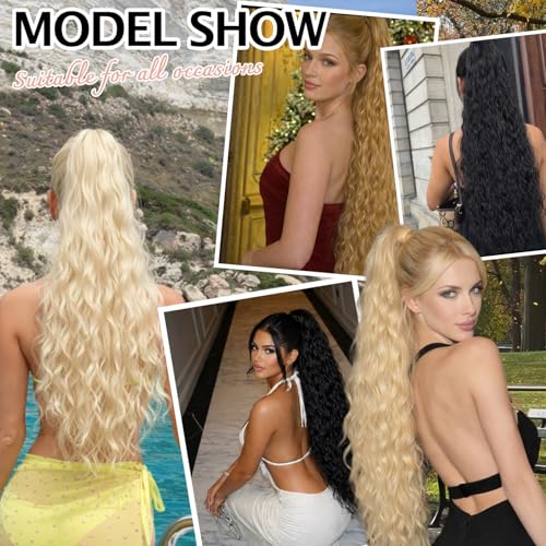 Hairovia Claw Clip Long Wavy Ponytail Extension 26 Inch Synthetic Hairpiece