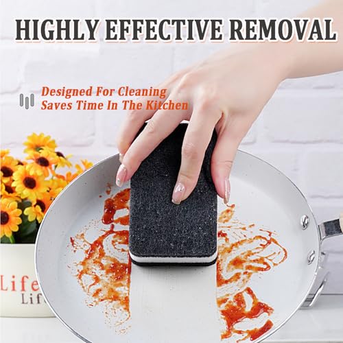 Taeku Natural Cellulose Kitchen Sponges - 6 Pack Heavy Duty Scrub - Black