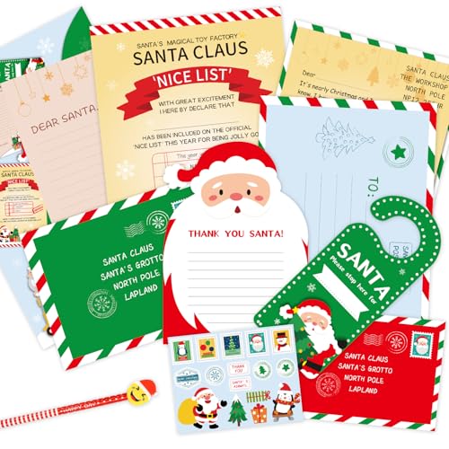 DERAYEE Letter to Santa Kit - 10PC Christmas Writing Set