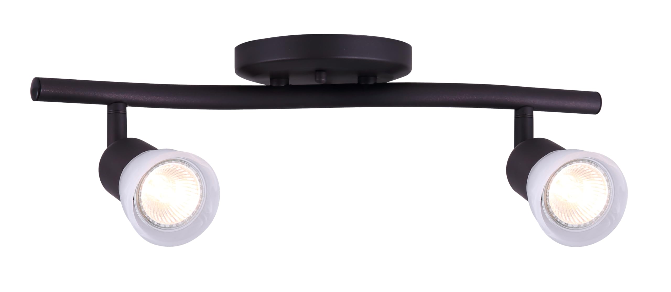 Canarm James 2-Light Track Lighting, Oil Rubbed Bronze Finish, Adjustable Alabaster Glass Shades, 15" Wide Industrial Ceiling Spotlight for Kitchen, Living Room, Hallway