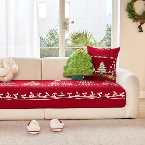 Christmas Couch Cover for Pets - Washable Sofa Protector for Dogs & Cats, 35x83 Inches, Red - Variation 1PCS 35"x83"