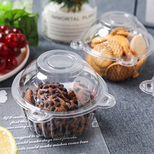 NPLUX 50 Pack Plastic Cupcake Containers with Deep Dome Design