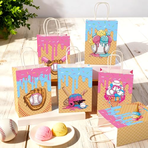 12 Pcs Baseball Ice Cream Drip Gift Bags with Handles