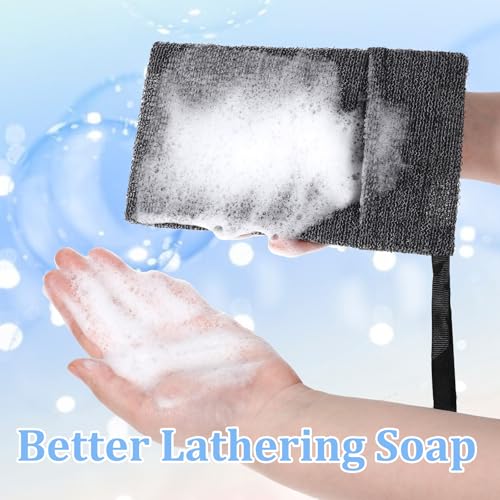 2Pcs Travel Soap Bar Bag with 2 Pcs Foaming Nets, Quick Dry Soap Pouch Bar Soaps Case for Baths or Showers Travel Portable Case Bars Cleaner Pouch Saver Pocket for Camping Enthusiasts£¨Black & Grey£©