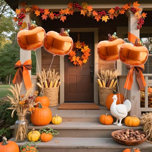 12 Pcs Pumpkin Balloons - Foil Decorations for Fall Parties