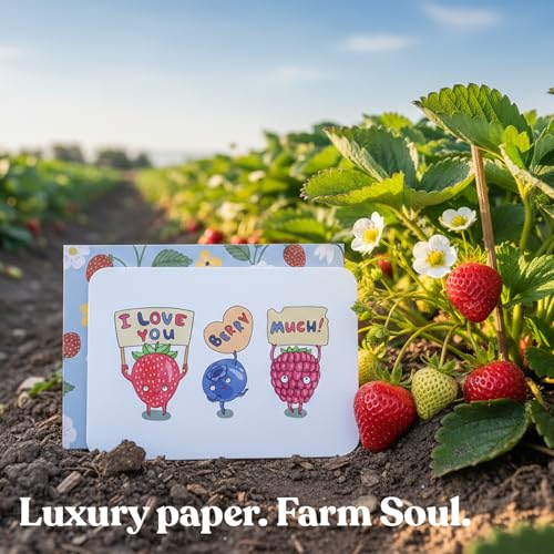 I Love You Berry Much Card with Envelope - Funny Anniversary & Birthday Card