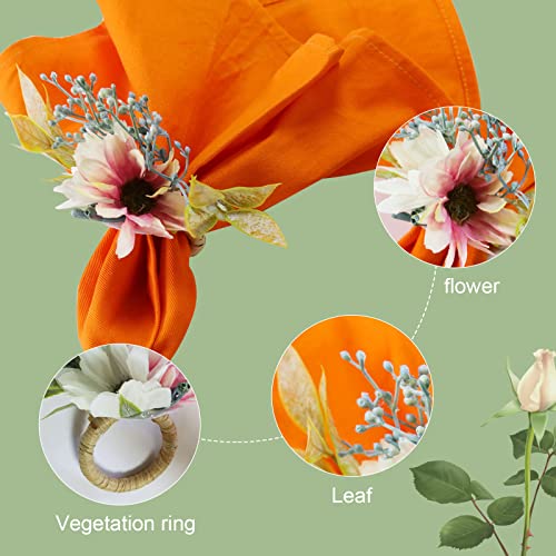 Natural-Inspired Sunflower Napkin Rings Set of 4 Handmade Christmas Table Decor