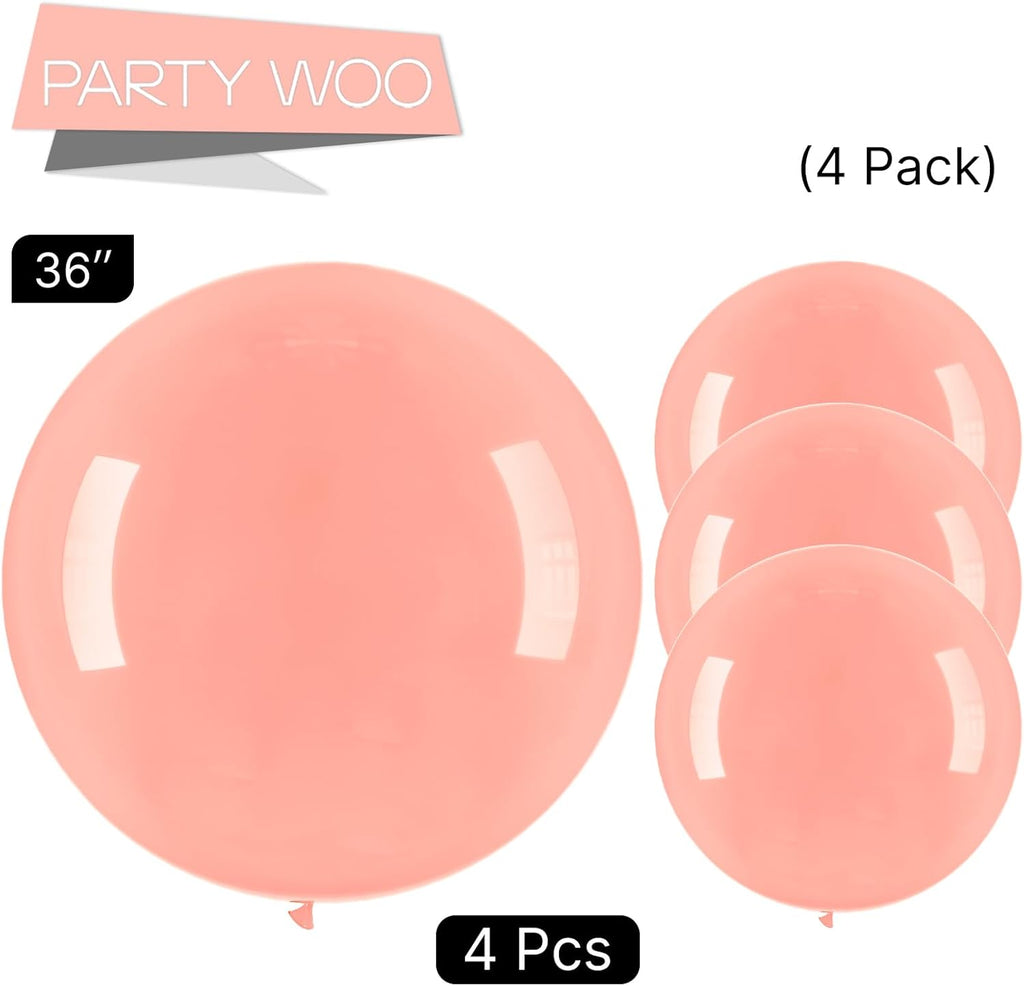 PartyWoo Extra Large Pastel Orange Balloons - 36 Inch Jumbo Latex for Baby Showers & Birthdays
