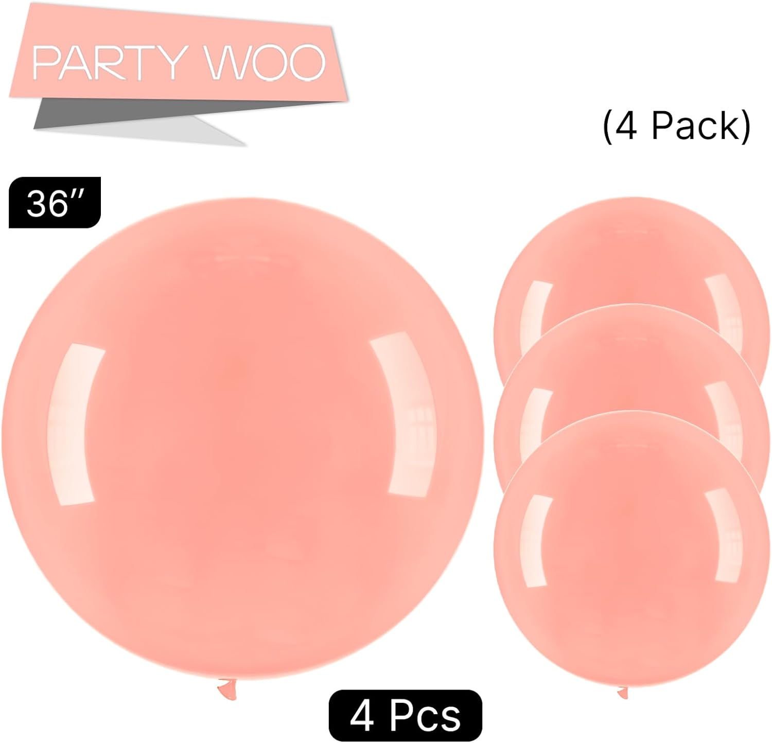 PartyWoo Extra Large Pastel Orange Balloons - 36 Inch Jumbo Latex for Baby Showers & Birthdays