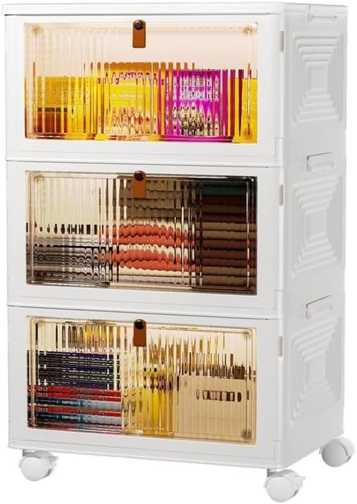 YFXCVSL 35QT Stackable Plastic Storage Bins with Lids - Extra Large Collapsible Containers with Wheels | White