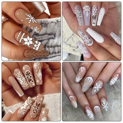 IDDFEVE 5D Embossed Snowflake Nail Stickers, 3 Sheets Christmas Winter Decals