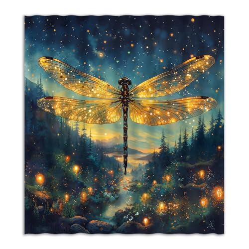 Fantasy Dragonfly Shower Curtain - 70" x 70" Polyester Fabric