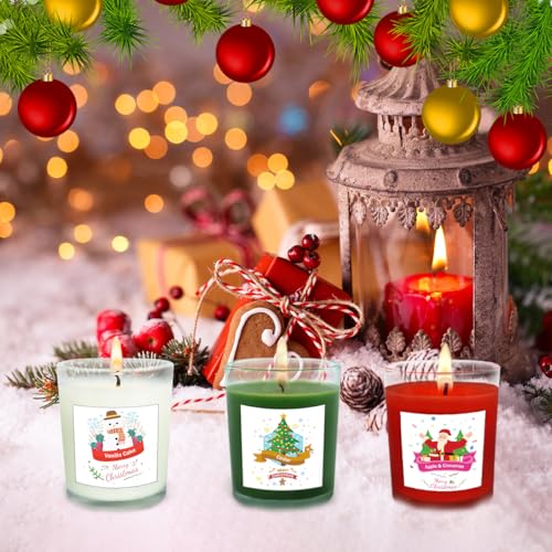 Christmas Scented Votive Candle Set - 12 Pack with Apple & Cinnamon, Vanilla Cake, Cedar Scents