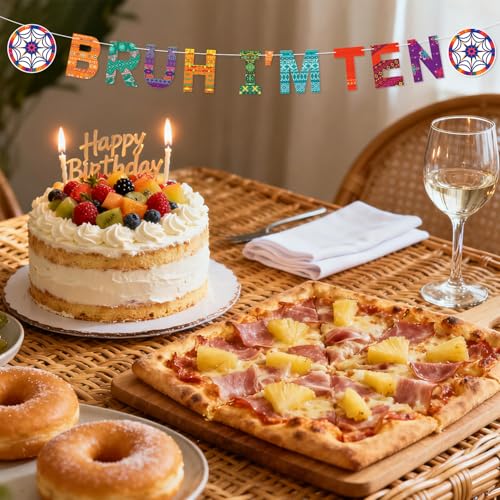 Bruh I'm Ten Banner - Colorful 10th Birthday Party Decoration