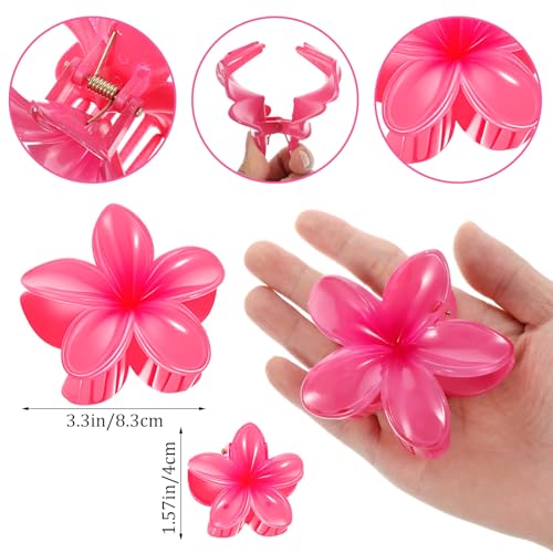 9-Piece Hawaiian Flower Claw Clips Set, Tropical Plumeria Hair Accessories