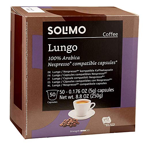 Solimo Lungo Coffee Capsules, Medium Roast for Nespresso Original, 50 Count