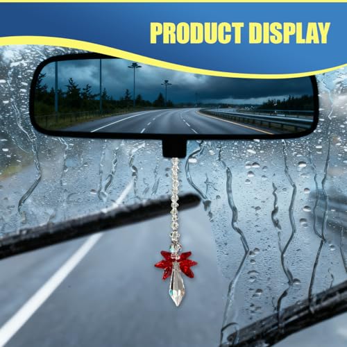 Angel Crystal Car Hanging Ornament - Rhinestone Rearview Mirror Charm