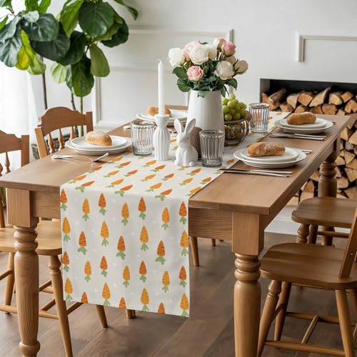 Easter Table Runner 72 Inch Beige Carrot Spring Table Decor