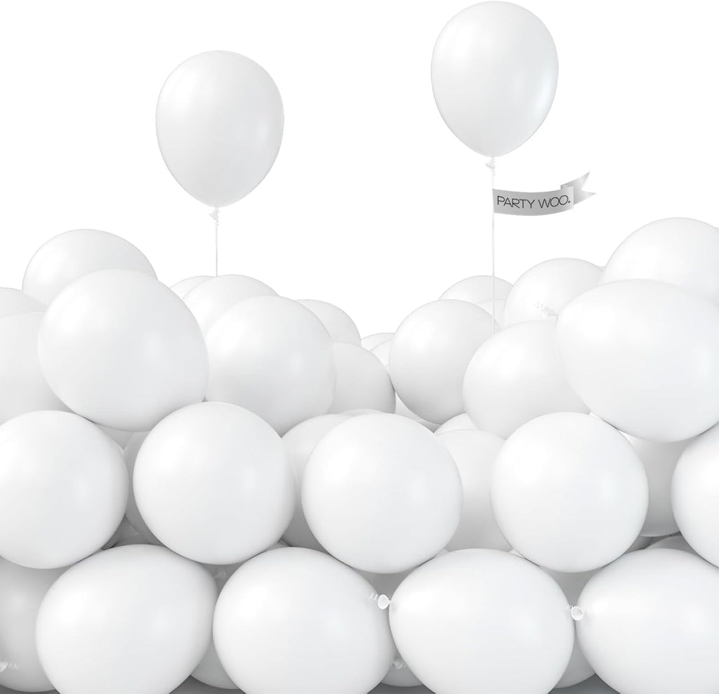 PartyWoo 50 Pcs Matte White Balloons - Perfect for Balloon Garlands & Wedding Decorations