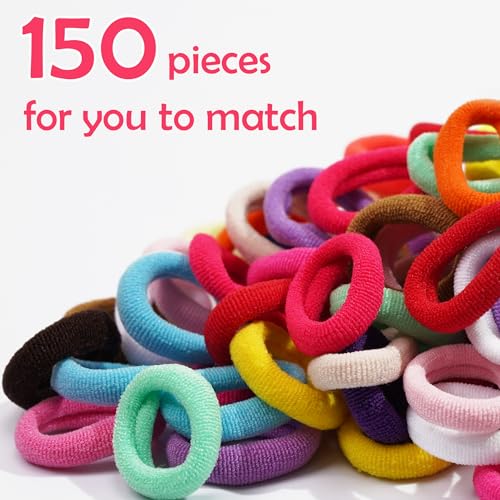 Cotton Baby Hair Ties 150PCS - Soft Seamless Elastic Hair Bands for Toddler Girls
