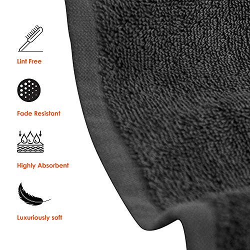 QUBA LINEN 100% Cotton Washcloth Set - Gray, 12x12 Inches, Pack of 12