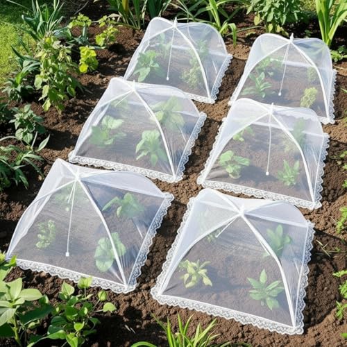 HBlife 7 Pack Mesh Food Covers Set - Jumbo 40x24in & Large 17x17in, White for Outdoor & Indoor Use