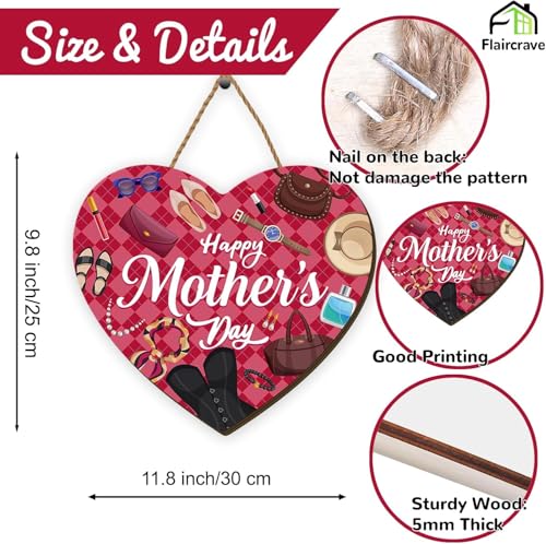 Mother's Day Wooden Welcome Sign, Pink Floral Butterfly Front Door Wreath