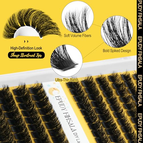 EPUDY FIHSALA 200D Fluffy Lash Clusters 10-18mm D Curl Wispy Extension Kit