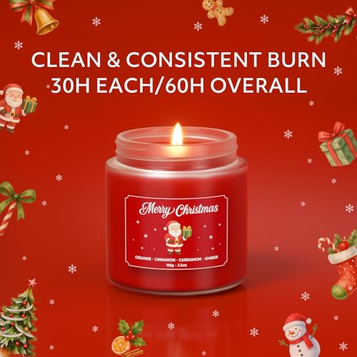 NORVENCE Christmas Scented Candle Set - Red & Green, 7 oz Each, Holiday Gift