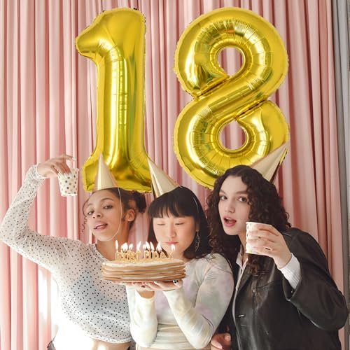 Keyali 40-Inch Gold Number 8 Foil Helium Balloon for Birthday Party Decor