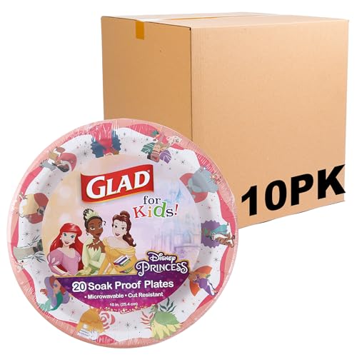 Glad for Kids Disney Princess Disposable Paper Plates, 10 Inch, 200 Count
