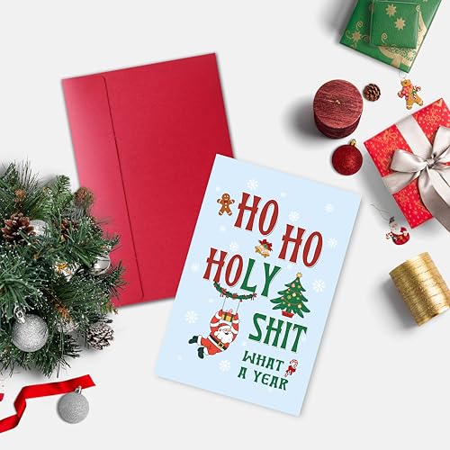 Funny Christmas Card Gifts for Women Men Holy Shit Cheeky Holiday Greeting Card