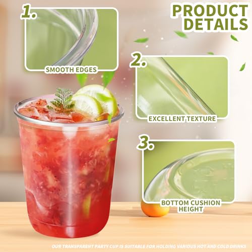 50 Pack Pink 12 Oz Disposable Round Bottom Plastic Cups