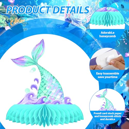 9 PCS Mermaid Honeycomb Centerpieces for Birthday Party Decorations