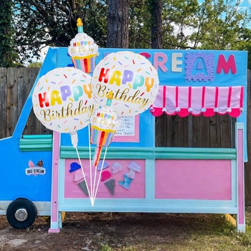 Colorful Birthday Cake Foil Balloon Set - Cupcake Party Decorations