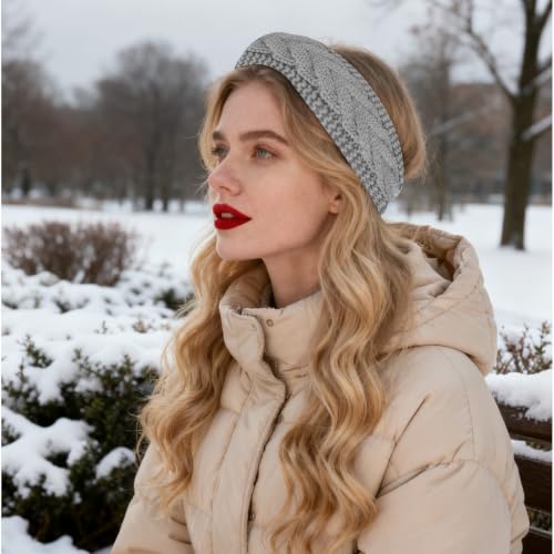 KIUEZIR 3-Pack Winter Knit Headbands Fleece Lined Ear Warmers
