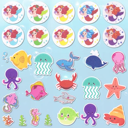30 PCS Mermaid Non-Slip Bathtub Stickers for Safety