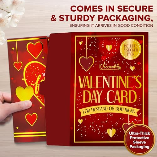 Gold Foil Valentine's Card for Husband - 5x7in Multi-Layered Design