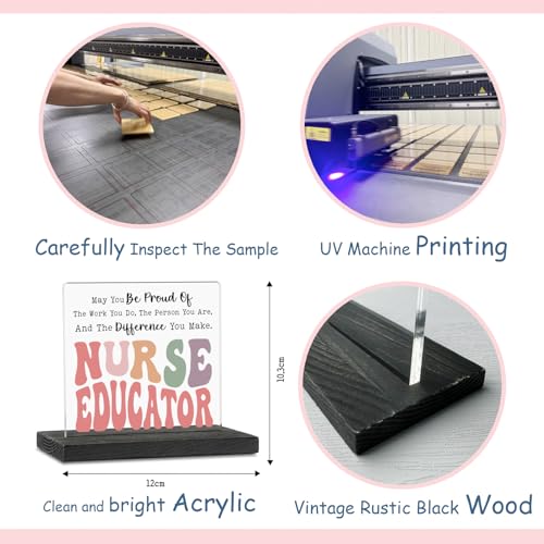 Thank You Nurse Education Gifts - Appreciation Desk Sign for Nursing Teachers - Black Wood & Acrylic, Farmhouse Style - Variation of This Listing