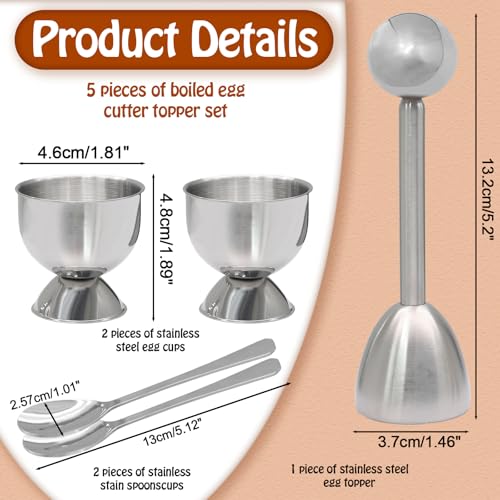 Vibedor Stainless Steel Egg Cups & Cracker Set of 5 - Durable, Easy to Clean Kitchen Utensils