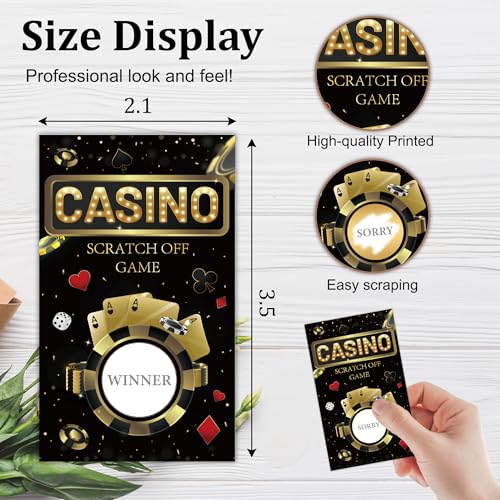 50 Pcs Casino Night Scratch Off Game Cards for Party Games and Events