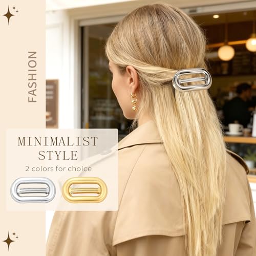 Metal Hair Clips 2-Pack Vintage Gold & Silver French Barrettes
